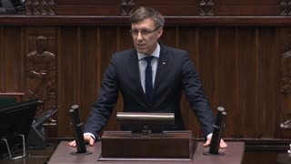 Poseł Marcin Grabowski w Sejmie - o pociągach Ostrołęka-Białystok